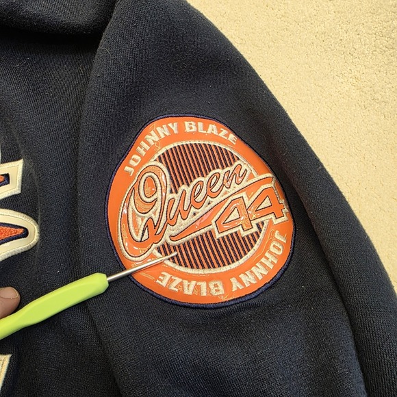 Vintage Johnny Blaze Queens NY Size XL Logo Hoodie Sweatshirt Blue‎ Hip Hop - Picture 5 of 13